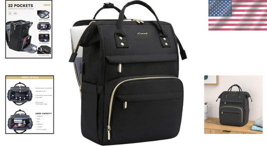 Professional Black Laptop Backpack for Women - Perfect for Teachers and Nurses