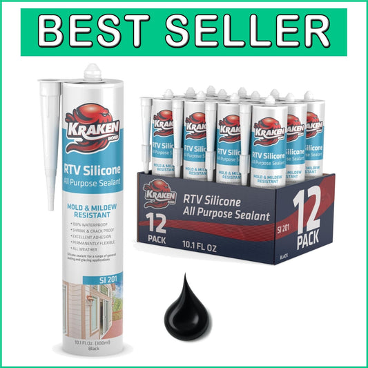 Professional-Grade Black Silicone Caulk - 12x10.1 fl. oz. for All Applications