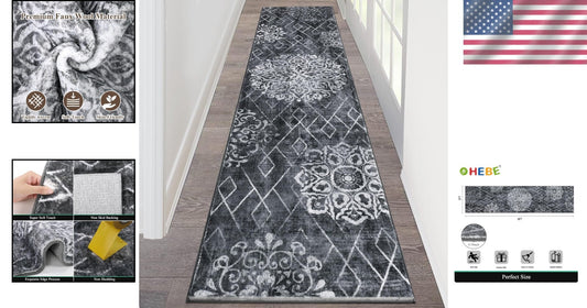 Soft & Plush 2'x8' Washable Runner Rug - Floral Design for Hallways & Entryways