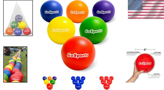 Kids 6-Pack No-Sting Foam Dodgeballs with Carry Bag - Fun Indoor/Outdoor Play