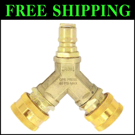 3/8'' Quick Disconnect Gas Splitter with Solid Brass Design - Safe & Reliable