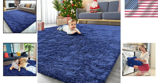Elegant 8x10 Navy Blue Area Rug - Machine Washable & Eco-Friendly for Any Room