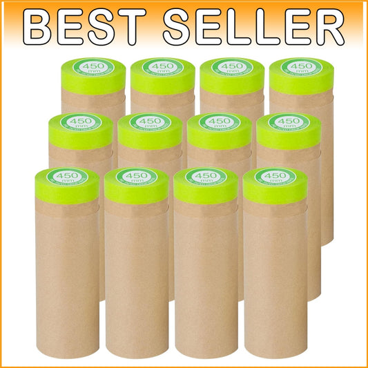 Tear-Resistant Pre-Taped Masking Paper Roll - 18" x 50' for Home & Auto Projects
