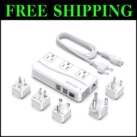 Multi-Universal 250W Travel Adapter & Converter with 4 USB Ports - Safety Tested