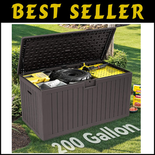 200 Gallon Double-Wall Deck Box with Divider – Water-Resistant Outdoor Storage