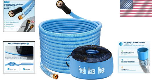 Flexible 50FT Drinking Water Hose for RVs - Lead-Free, UV Stabilized, Non-Kink