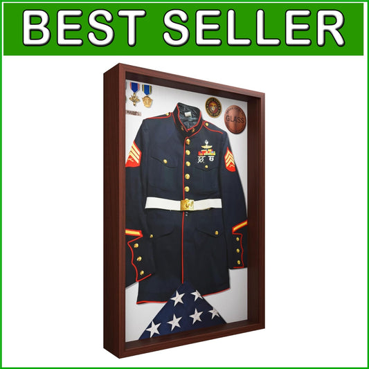 2.5-Inch Thick Shadow Box Frame, Walnut Brown Finish for Memorabilia Showcasing