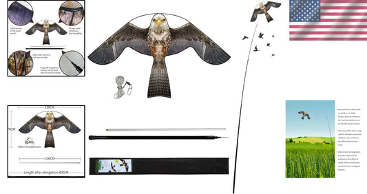 Reflective Bird Scarer Kite with Adjustable 4m Pole – Effective Farm Protection