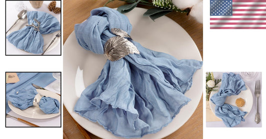 60-Pack Dusty Blue Cheesecloth Napkins 21"x21" for Elegant Weddings & Events