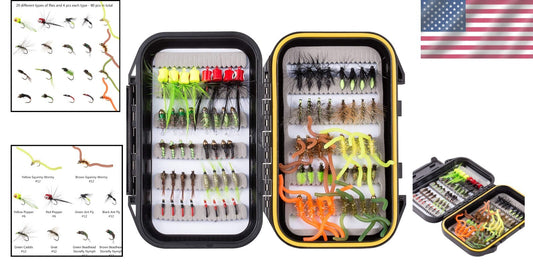 Versatile 80pcs Fishing Flies Kit in Waterproof Box - Ideal for Bluegill & Trout