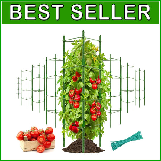 Premium 8-Piece Triangular Tomato Cages - Adjustable & Sturdy Plant Support