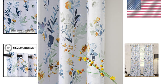 Elegant Floral Curtains 84" Long - Insulated Grommet Drapes for Privacy