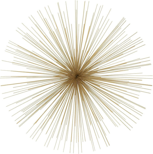 Elegant 32" Gold Satin Finish Metal Starburst Wall Sculpture for Modern Homes