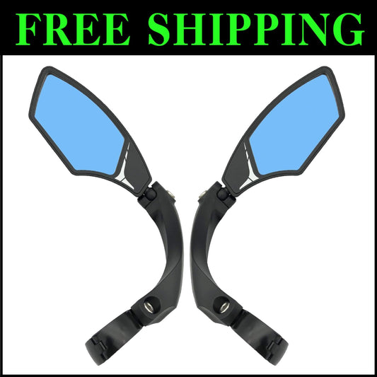 Premium Blast-Resistant Handlebar Bike Mirror with Clear Glass and Reflector