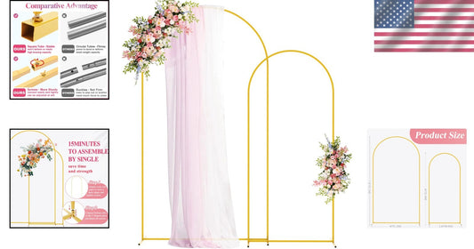 Decorative Gold Backdrop Arch Stands Set - 7.2FT & 6FT for Multiple Celebrations