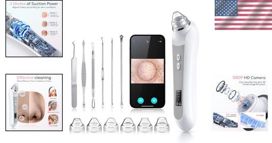 Premium Blackhead Remover Tool - 1080P Camera & LED Light for All Skin Types