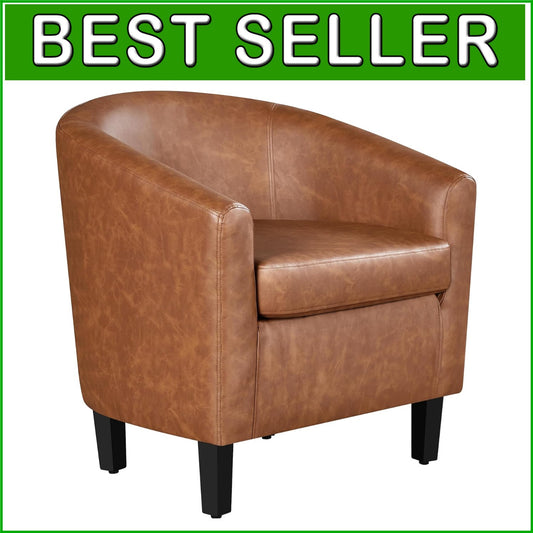 Modern Faux Leather Club Chair with Soft Seat for Living Room & Office Use