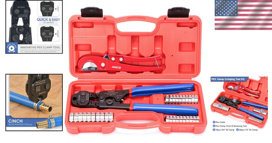 Durable Ratchet PEX Crimper & Clamp Remover for 3/8-in to 1-in Stainless Steel