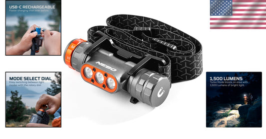 5-Mode Rechargeable Headlamp with Detachable Magnetic Work Light & 1500 Lumens