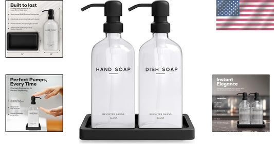 Refillable Soap Dispenser Set with Sleek Stainless Steel Pumps & Gift Packaging