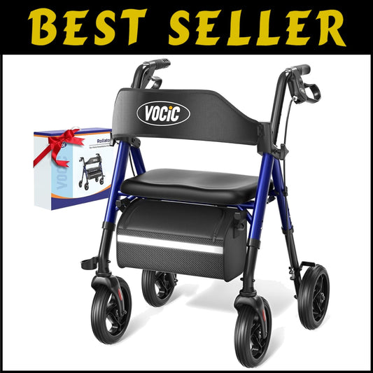 Lightweight Aluminum Walker for Seniors - Foldable, Adjustable Height & Storage