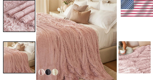 Elegant Floral Shag Throw Blanket King Size 108x90 - Perfect Gifts for Women