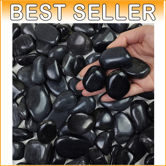 20 lbs Decorative Black River Rocks - Natural Pebbles for Stylish Plant Decor