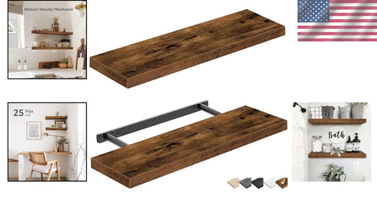 Multi-Functional 24'' Farmhouse Floating Wall Shelf Set for Home Organization