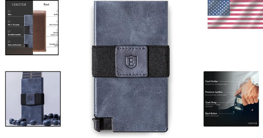 Men's Minimalist Wallet - Durable RFID Cardholder with Quick Access - Steel Blue