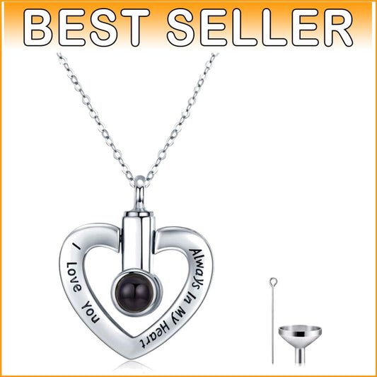 Elegant Sterling Silver Heart Pendant with 'I Love You' - Ashes Necklace Gift