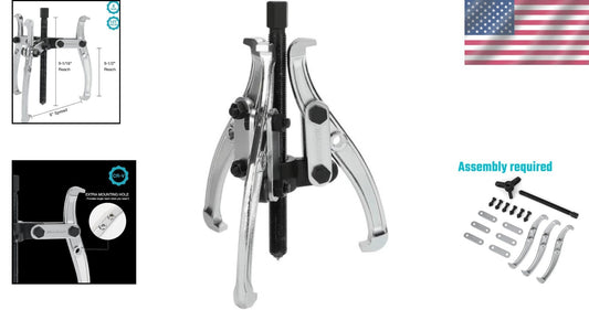 8-Inch 3-Jaw Gear Puller Tool - Durable CR-V Steel for Gears, Pulleys & Bearings