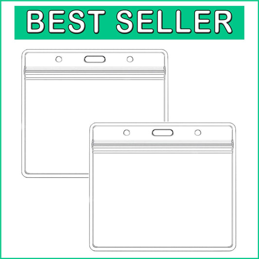 200-Pack Extra Thick Waterproof Horizontal ID Badge Holders with Zipper Closure