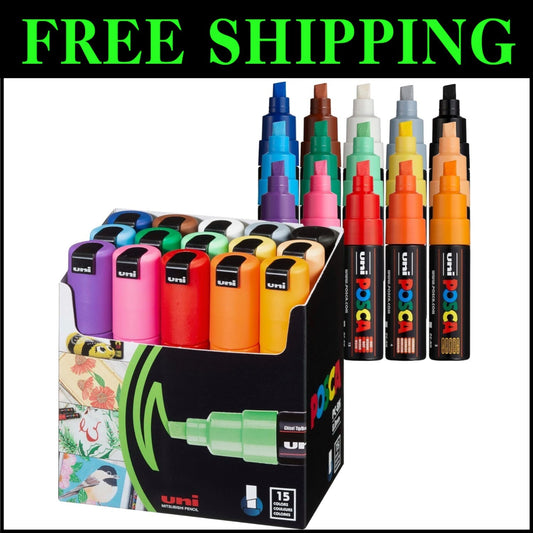 15 Count Uni Paint Markers with Bold Tips – Perfect for Creative Expression