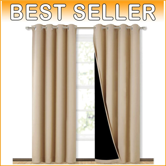 Elegant Biscotti Beige Blackout Drapes - Noise Reducing, Insulated Window Panels