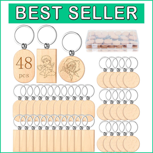 Lightweight Wooden Keychain Blanks - Perfect for Personalizing Gifts, 100 Pcs