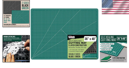36" x 48" Professional Self-Healing Cutting Mat - Green/Black Non-Slip Design