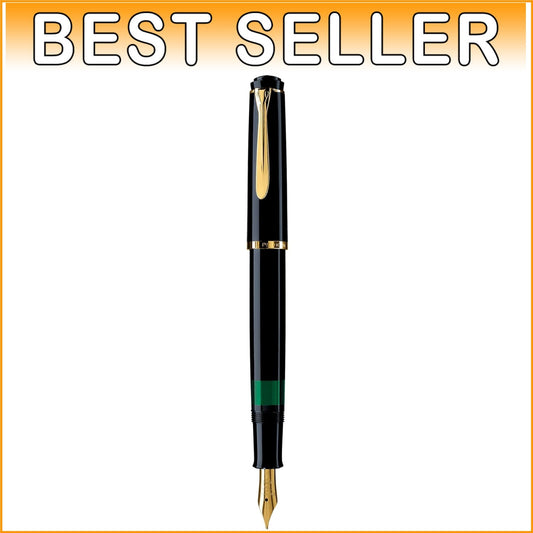 Authentic Pelikan M200 Fountain Pen, Medium Nib in Black - Easy Fill System