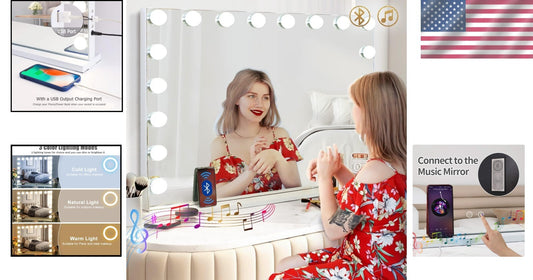 Bluetooth Vanity Mirror with Touch Sensor and 10X Magnifying - Wall or Tabletop