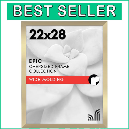 Elegant 22x28 Gold Poster Frame with Polished Plexiglass - Vertical/Horizontal