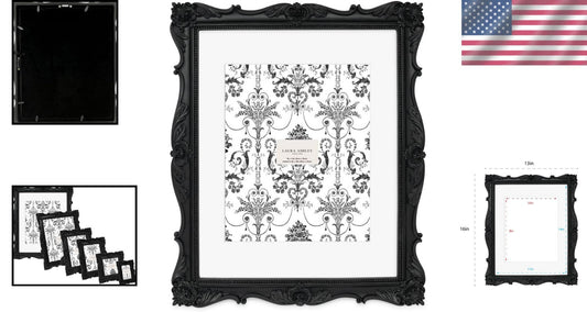 Elegant 11x14 Black Resin Frame with Floral Design - Portrait or Landscape