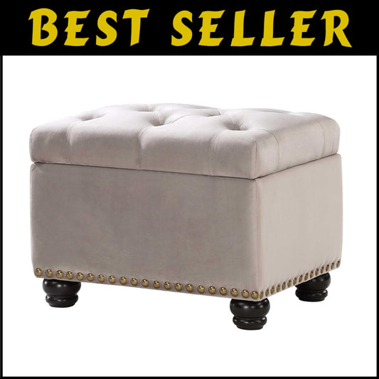 Chic 24" Velvet Ottoman with Hinged Lid - Perfect Footrest and Storage Solution