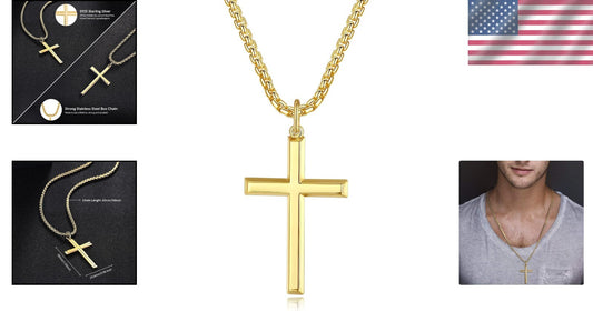 Durable Sterling Silver Cross Pendant Necklace for Faithful Men - Gift Ready