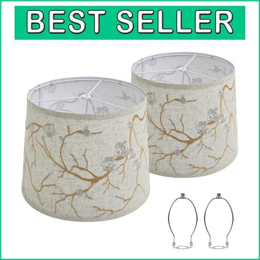 Elegant Lampshades Set of 2 with Floral Design - Ideal for Table & Floor Lamps
