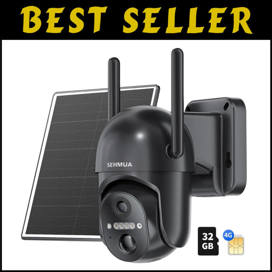 360° Live View Solar Security Camera - 4G LTE, PIR Motion Detection, Waterproof