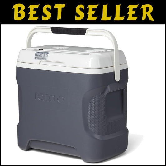 Quiet 12V Electric Cooler - Iceless Portable Fridge with Spacious 28 Qt Capacity