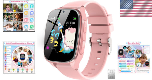 4G Kids Smartwatch with SOS, Games & Parental Control - Perfect Gift in Pink