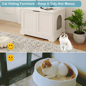 Cat Litter Box Furniture Hidden Enclosure Washroom Storage Bench Pet Crate Modern Wood