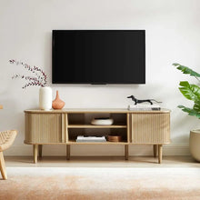 Load image into Gallery viewer, Mid-Century Modern Oak Media TV Stand, 55 inches - 15x54.5x18.5