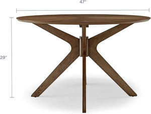 47" Round Wood Dining Table | Walnut Finish