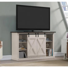 Load image into Gallery viewer, Old White Twin Star Home Terryville Barn Door TV Stand for TVs up to 60&quot;